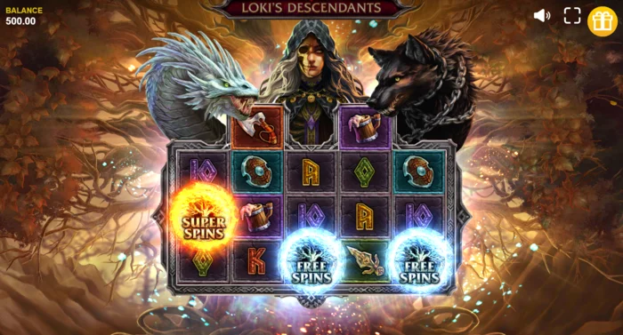 Loki's Descendants - Déclenchement de la fonctionnalité Serpent avec des Wilds diagonaux